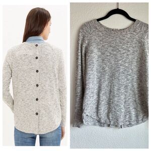 Madewell Women's Marled Grey Button Back Sweater Linen Blend - Size S